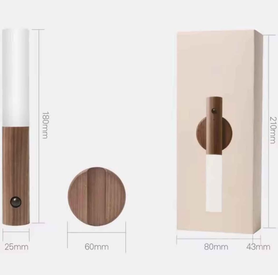 Lampara Madera Pared Magnetica Recargabl