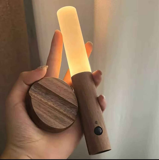Lampara Madera Pared Magnetica Recargabl