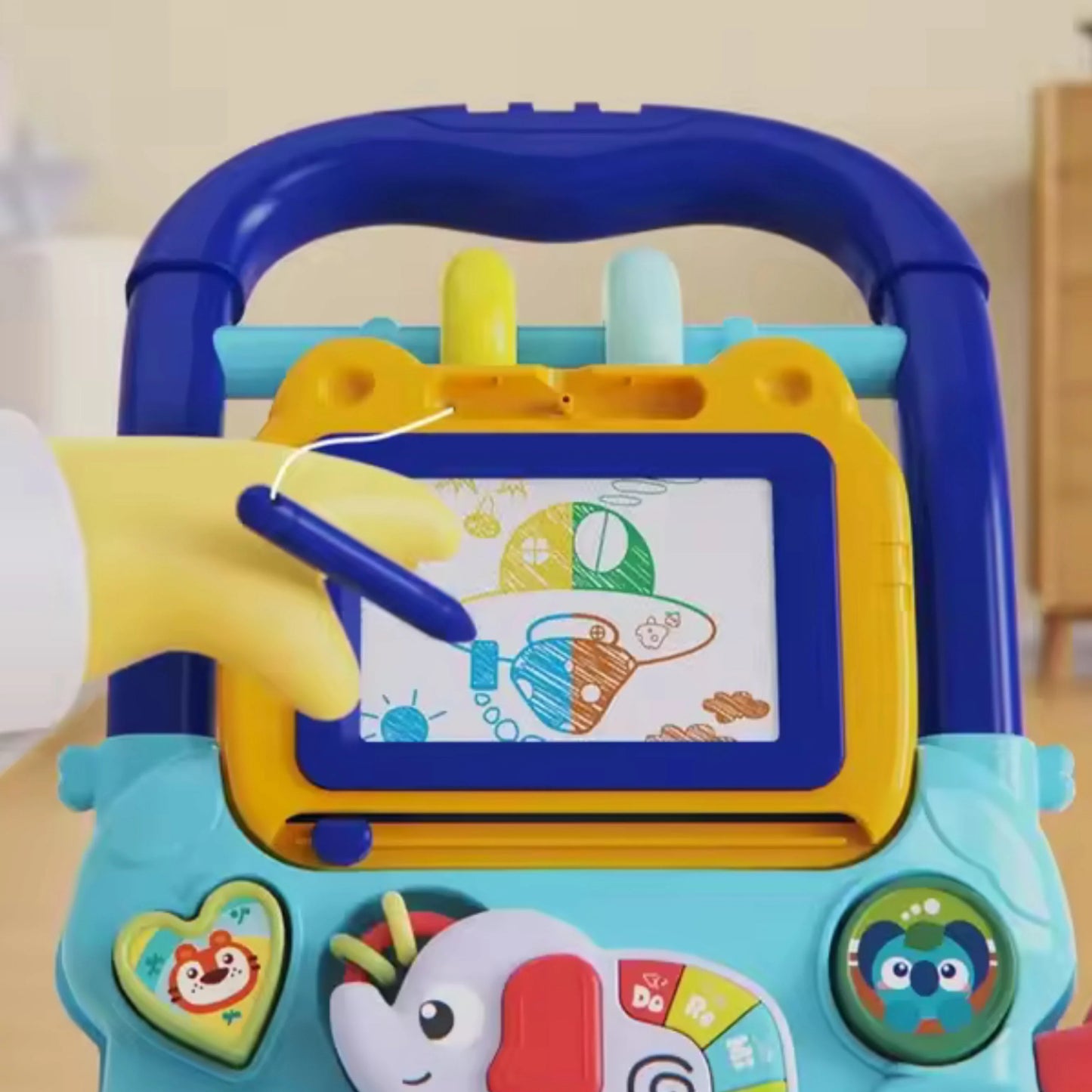 Andadera musical con tablero
