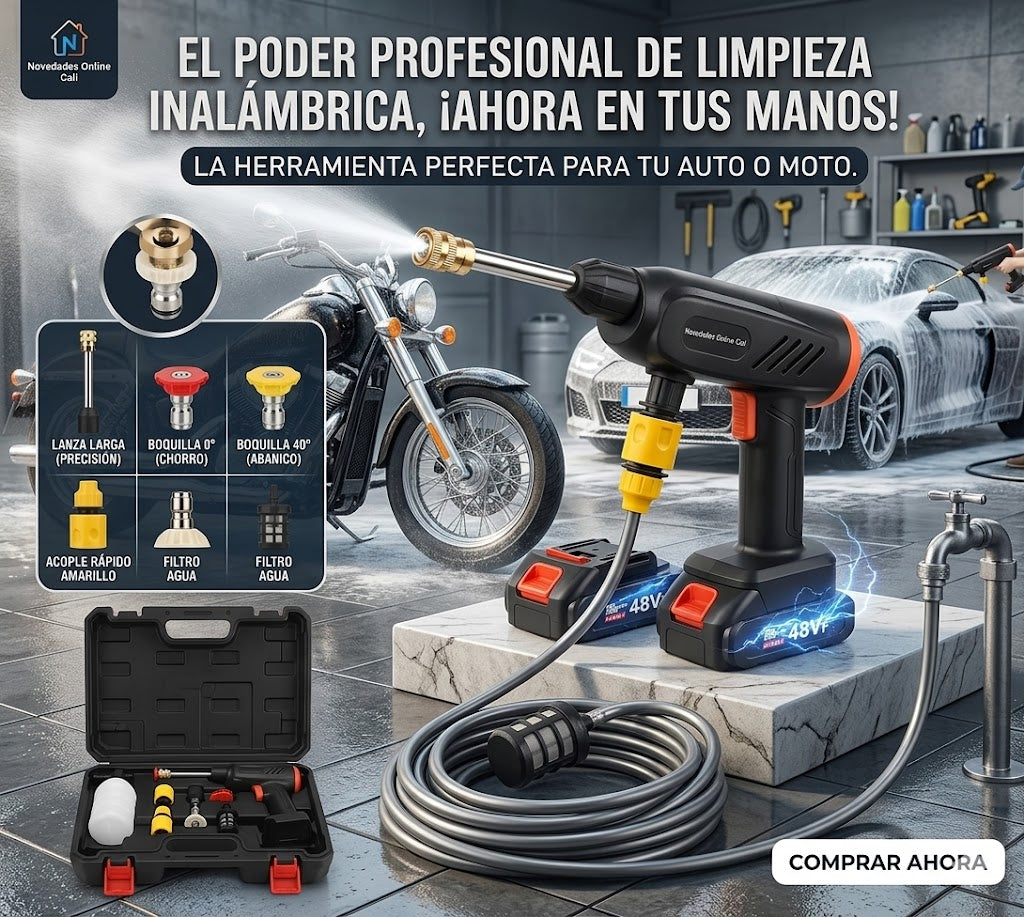 Hidrolavadora Inalámbrica Portátil 48V con Accesorios