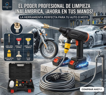 Hidrolavadora Inalámbrica Portátil 48V con Accesorios