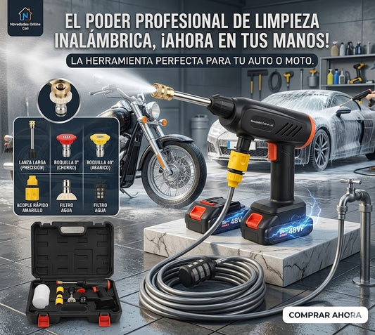 Hidrolavadora Inalámbrica Portátil 48V con Accesorios
