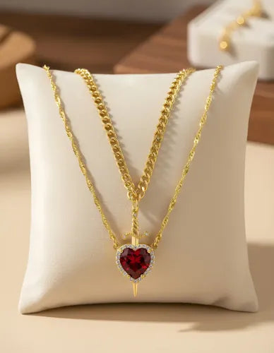 Collar Espada Corazon Pareja +CAJAREGALO