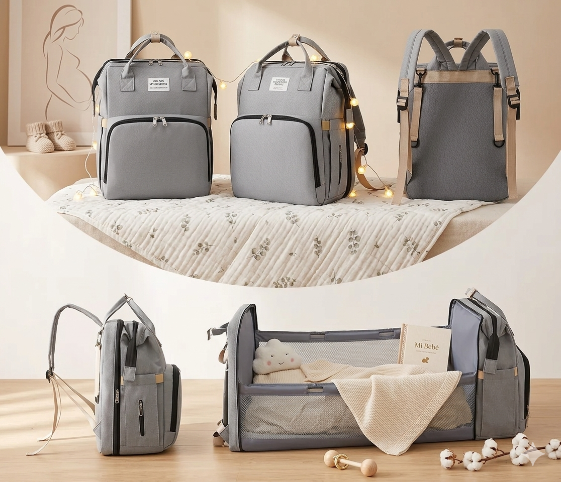 Bolso Pañalera Cuna Colchón Portátil