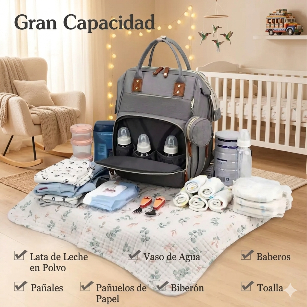 Bolso Pañalera Cuna Colchón Portátil