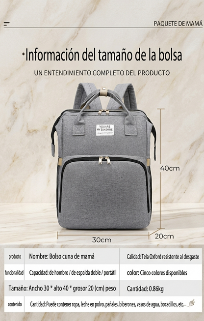 Bolso Pañalera Cuna Colchón Portátil