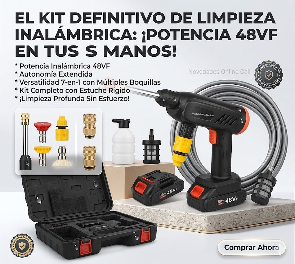 Hidrolavadora Inalámbrica Portátil 48V con Accesorios