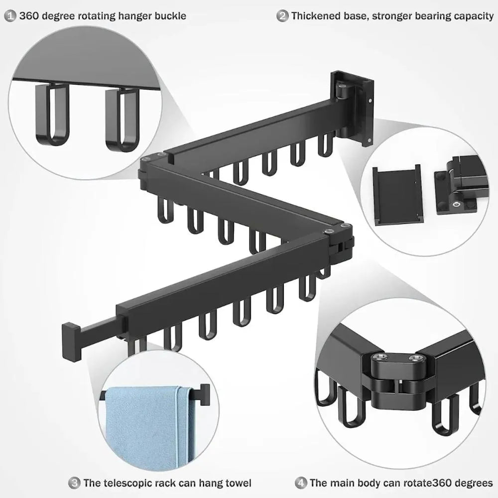 Perchero Retráctil de Pared para Ropa
