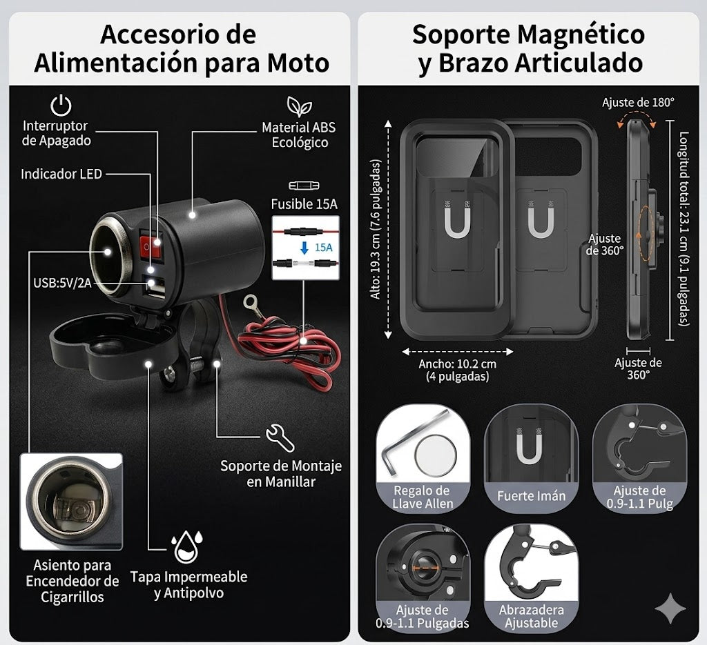 Holder Moto HL-69 + Cargador Cigarrera